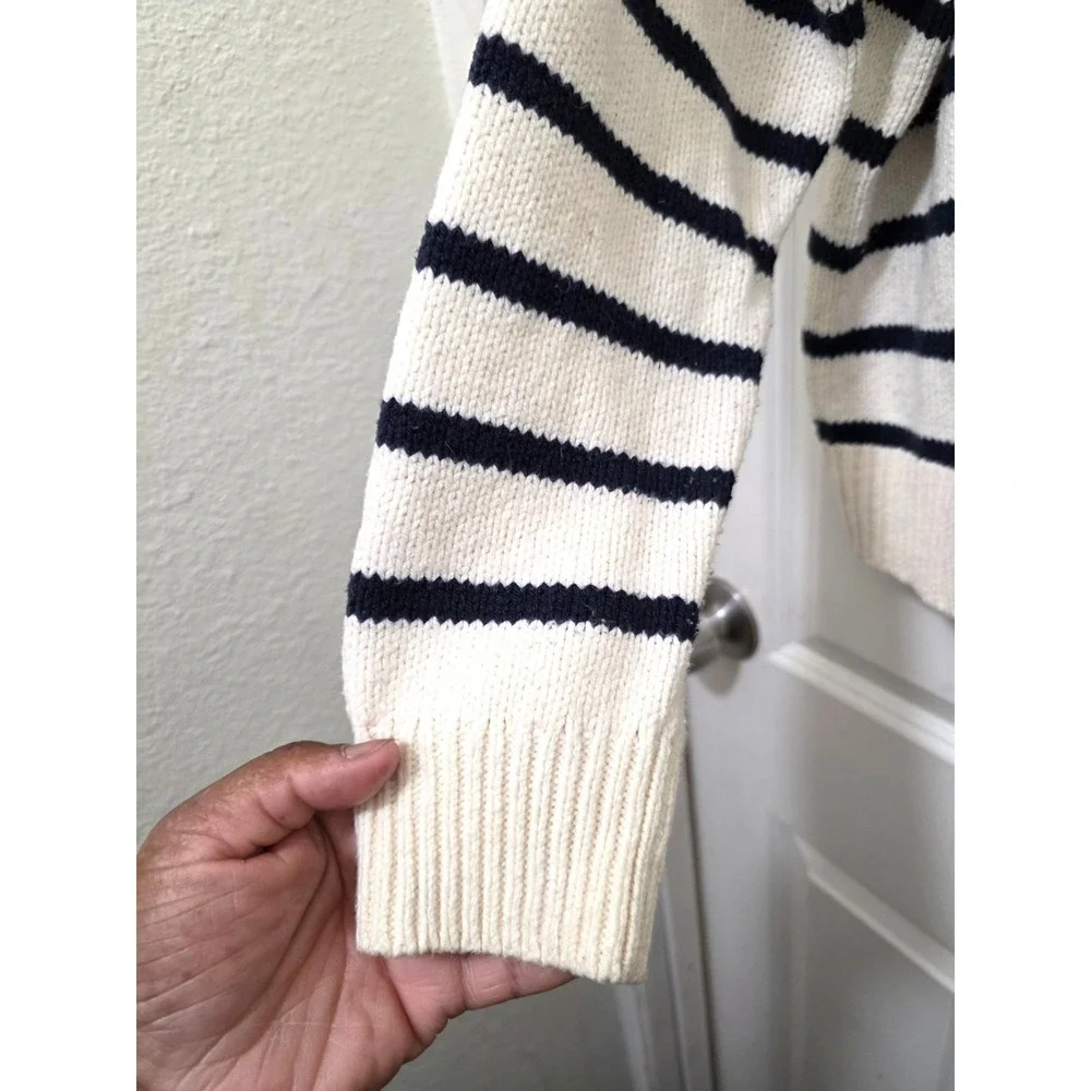 Madewell Women's Cotha‎ core Striped Knit Sweater Collar L Cotton/Acrylic Blend